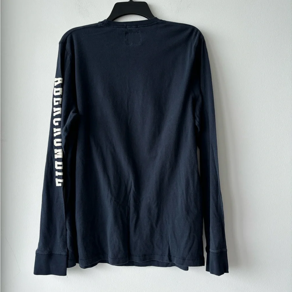 Y2K Abercrombie & Fitch Shirt Blue Spellout Logo Long Sleeve Cotton Men L Preppy